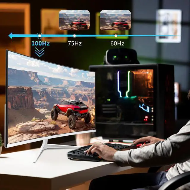 Alt view image 2 of 7 - Z-EDGE U24C 24" 1080P 1920 x 1080 Full HD LED Backlit 100Hz Curved Gaming Monito, HDMI + DP, 16.7 Million Colors, 100% sRGB