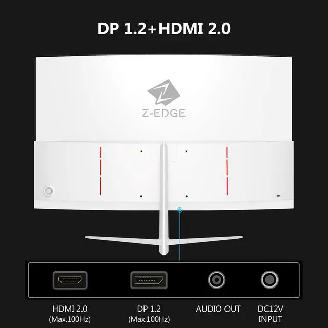 Alt view image 7 of 7 - Z-EDGE U24C 24" 1080P 1920 x 1080 Full HD LED Backlit 100Hz Curved Gaming Monito, HDMI + DP, 16.7 Million Colors, 100% sRGB