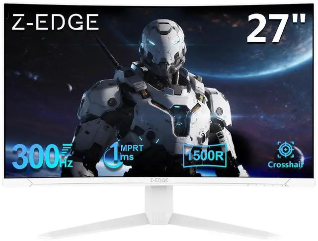 Z-EDGE UG27S-White 27" 1080P Full HD 1920 x 1080 300Hz 1ms 1500R Curved Gaming Monitor, HDMI x 2, DP x 2