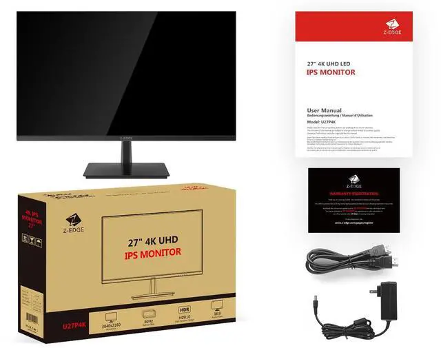 Alt view image 7 of 7 - Z-EDGE 27" Ultra HD 3840 x 2160 60Hz 5ms IPS 4K Monitor, 100% sRGB, 1.07B Colors, HDMI + DP, FreeSync Compatible