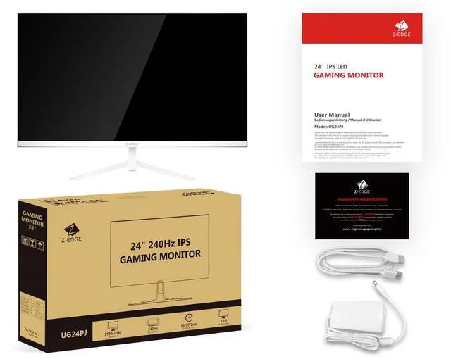 Alt view image 6 of 6 - Z-EDGE 24 inch FHD 1920x1080 240Hz 1ms IPS Gaming Monitor, HDMI 2.0, DP 1.4 (White)