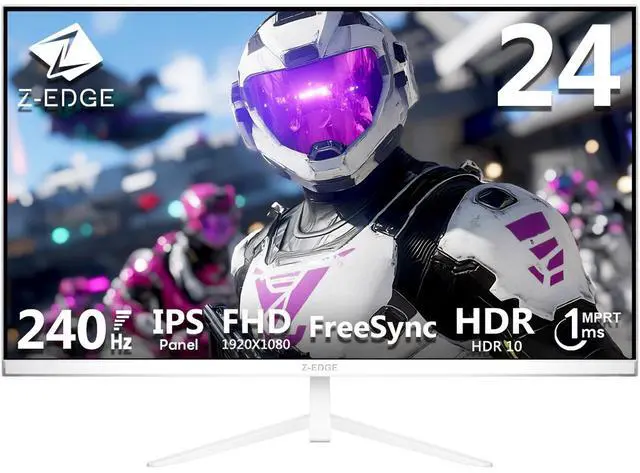 Main image of Z-EDGE 24 inch FHD 1920x1080 240Hz 1ms IPS Gaming Monitor, HDMI 2.0, DP 1.4 (White)