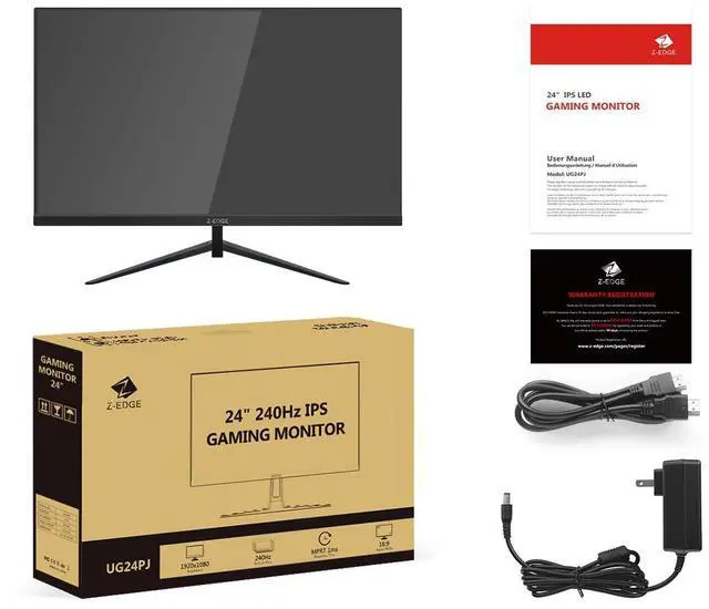 Alt view image 7 of 7 - Z-EDGE 24 inch FHD 1920x1080 240Hz 1ms IPS Gaming Monitor, HDMI 2.0, DisplayPort 1.4 (Black)