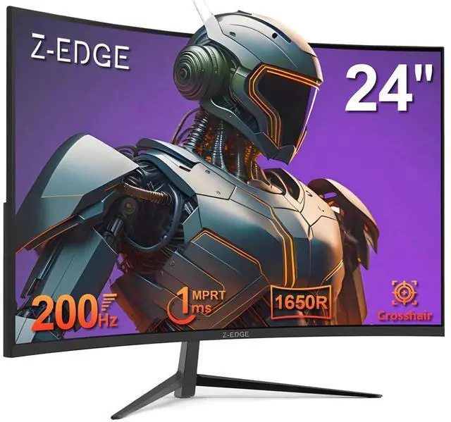 Z-EDGE 24" 1080P Full HD 200Hz 1ms Ultra Thin Frame Curved Gaming Monitor, FreeSync Compatible, HDMI, DP
