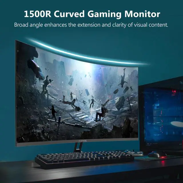 Alt view image 5 of 7 - Z-EDGE 32" 2560 x 1440 QHD 170Hz 1ms 2K Curved Gaming Monitor, HDMI x 2, DP x 2, FreeSync Compatible, Support Wall Mount