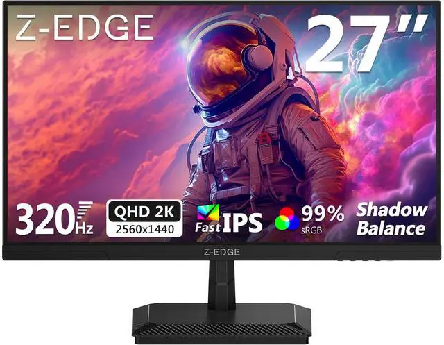 Z-EDGE 27 inch 2K QHD 2560x1440 320Hz 1ms Fast IPS Gaming Monitor, 16.7M Colors, sRGB 99%, HDMI x2, DP x2