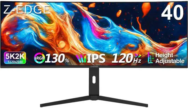 Main image of Z-EDGE UG40 40" 5K 5120x2160 Ultra Wide 120Hz 1ms IPS Curved Gaming Monitor, Adjustable Base, HDMI x2, DP x2, Built in Speakers