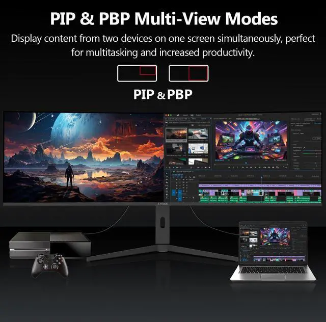 Alt view image 3 of 7 - Z-EDGE UG40 40" 5K 5120x2160 Ultra Wide 120Hz 1ms IPS Curved Gaming Monitor, Adjustable Base, HDMI x2, DP x2, Built in Speakers