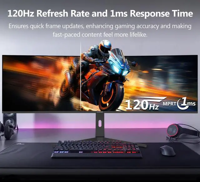 Alt view image 2 of 7 - Z-EDGE UG40 40" 5K 5120x2160 Ultra Wide 120Hz 1ms IPS Curved Gaming Monitor, Adjustable Base, HDMI x2, DP x2, Built in Speakers