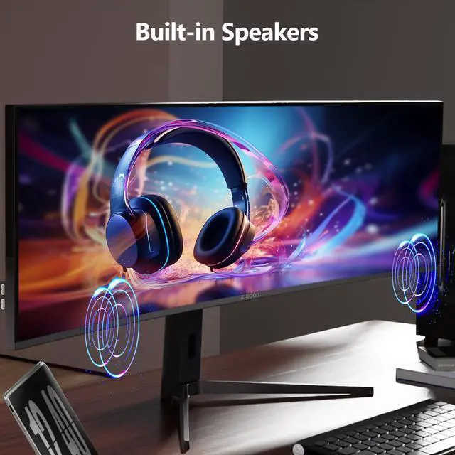 Alt view image 7 of 7 - Z-EDGE UG40 40" 5K 5120x2160 Ultra Wide 120Hz 1ms IPS Curved Gaming Monitor, Adjustable Base, HDMI x2, DP x2, Built in Speakers