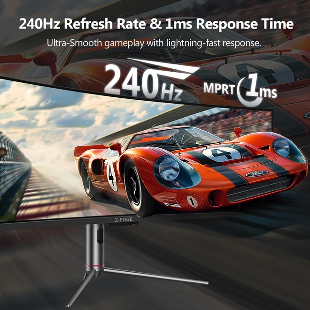 Alt view image 2 of 7 - Z-EDGE UG49P 49" Ultra-Wide 32:9 DQHD 5120x1440 240Hz 1ms 1800R Curved Gaming Monitor, 1.07B (8-bit+FRC) Display Colors, HDMI x1 / DP x2 / USB-C x1, Adjustable Base