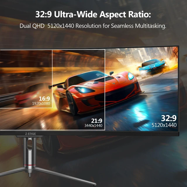 Alt view image 3 of 7 - Z-EDGE UG49P 49" Ultra-Wide 32:9 DQHD 5120x1440 240Hz 1ms 1800R Curved Gaming Monitor, 1.07B (8-bit+FRC) Display Colors, HDMI x1 / DP x2 / USB-C x1, Adjustable Base
