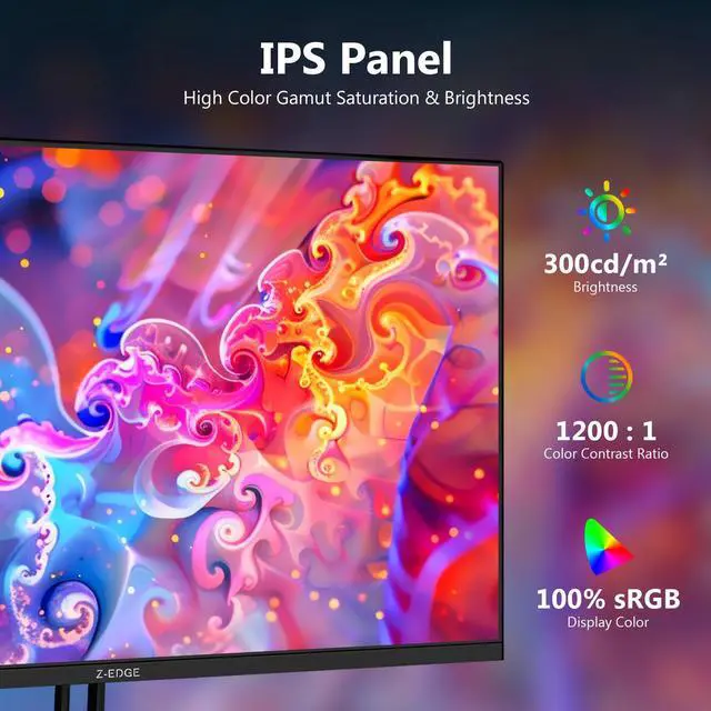 Alt view image 4 of 7 - Z-EDGE UG32 32 Inch 2K QHD 2560x1440 IPS Gaming Monitor, 200Hz DP, 144Hz HDMI, 1ms Response, FreeSync, Eye-Care, Dual HDMI & DP, VESA Mountable, Wide Viewing Angle