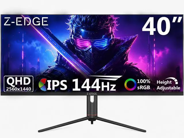Z-EDGE UG40S 40" 21:9 WQHD 3440x1440 144Hz 1ms IPS Gaming Monitor, FreeSync, Height/Tilt/Swivel Adjustable, HDMI x2 / DP x1 / USB-C x1