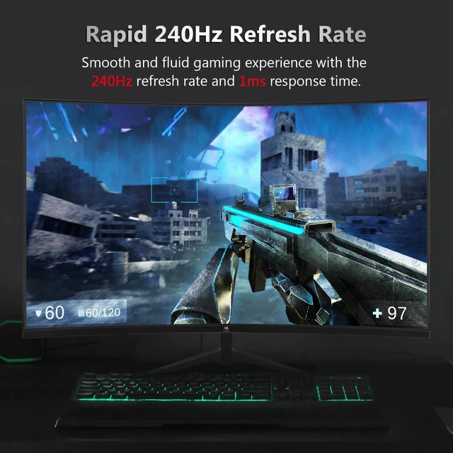 Alt view image 2 of 7 - Z-EDGE 27 inch 1080P Full HD 1920 x 1080 240 Hz 1 ms Curved Gaming Monitor, HDMI x 1, DP x 1, Supports Wall Mount