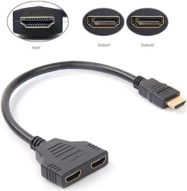 Alt view image 4 of 5 - HDMI Port Male To Female 1 Input 2 Output Splitter Cable Adapter Converter 1080P Hdmi Cables 30cm