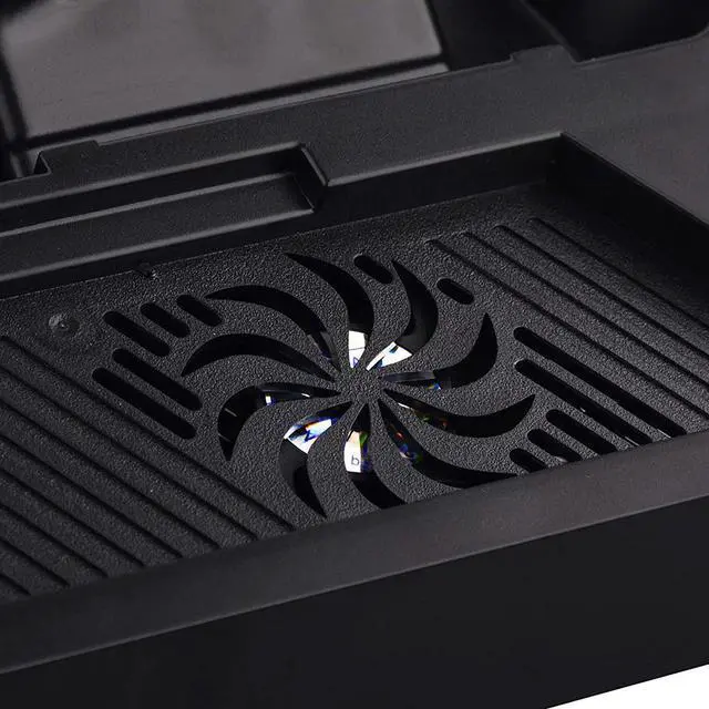 Alt view image 4 of 6 - PS4 Vertical Stand with Cooling Fan Cooler Dual Controller Charger Dock Charging Station 3 USB Ports Hub for SONY Playstation 4