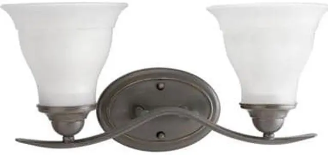 Alt view image 3 of 3 - Trinity Bath Vanity, 2-Light, Antique Bronze, Etched Glass, 17.25"W (P3191-20 13DL8)