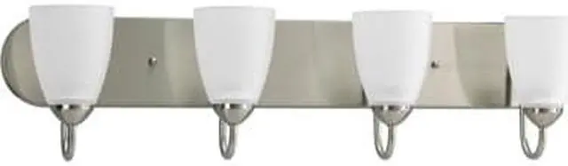 Main image of Gather Bath Vanity, 4-Light, Brushed Nickel, Etched Glass, 30"W (P2709-09 1KLV3)