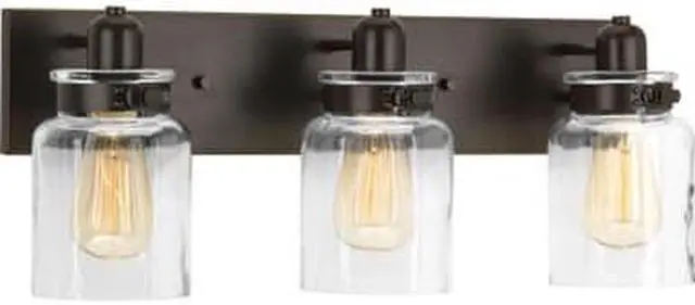 Alt view image 5 of 6 - Calhoun Bath Vanity, 3-Light, Antique Bronze, Clear Glass, 21.75"W (P300047-020 AJ8QH)