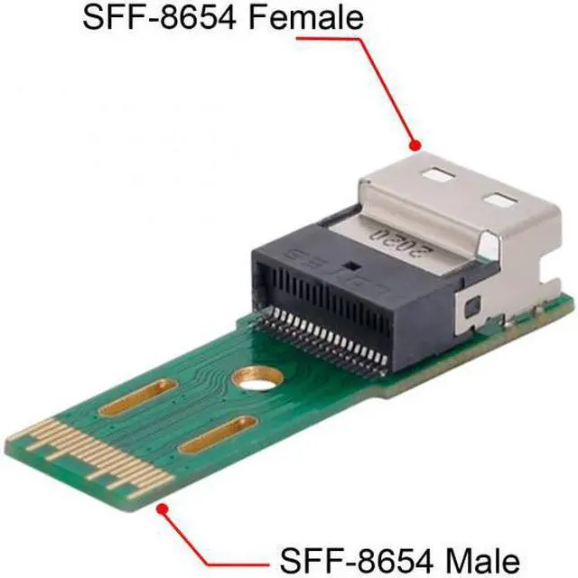 Alt view image 2 of 6 - Chenyang PCI-E Slimline SAS 4.0 SFF-8654 4i 38pin to SFF-8654 38pin Male to Female Extender Adapter Test Tools