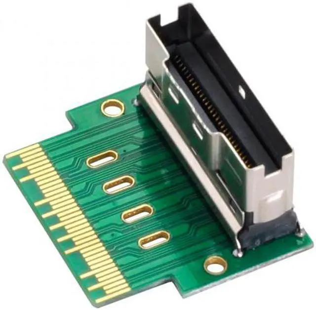 Alt view image 6 of 7 - Chenyang Cable PCI-E Slimline SAS 4.0 SFF-8654 8i 74pin to SFF-8654 74pin Male to Female Extender Adapter Angled Test Tools