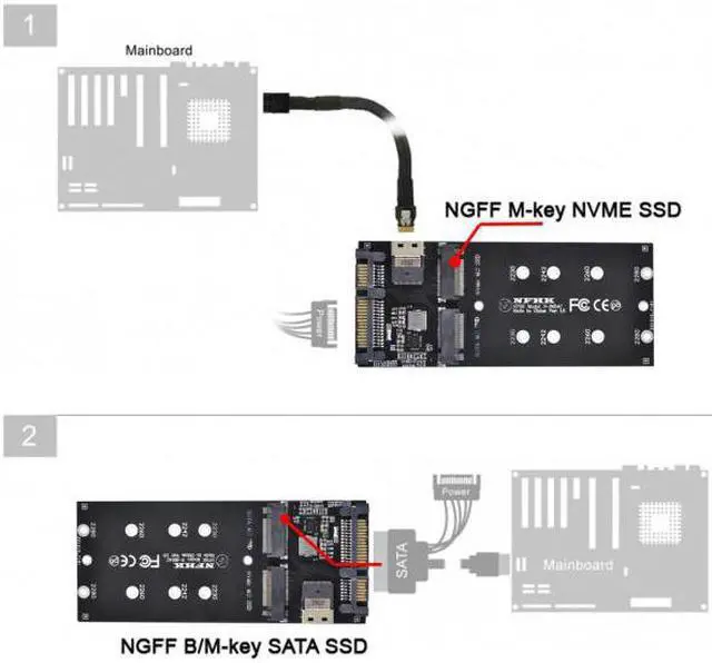 Alt view image 5 of 7 - FVH SFF-8654 Cable & Card U2 Kit NGFF M-Key to Slimline SAS NVME PCIe SSD SATA Adapter for Mainboard