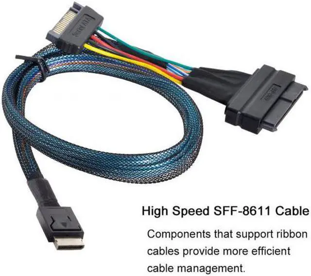 Alt view image 4 of 7 - Chenyang Oculink SFF-8611 to U.2 U.3 SFF-8639 NVME PCIe PCI-Express SSD Cable for Mainboard SSD