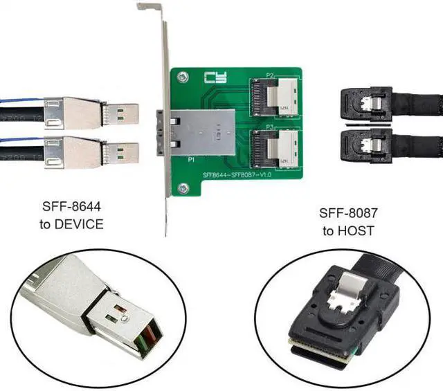Alt view image 7 of 7 - Chenyang Dual Ports Mini SAS HD SFF-8644 To Internal Mini SAS SFF-8087 PCBA Female Adapter With Low Profile Bracket