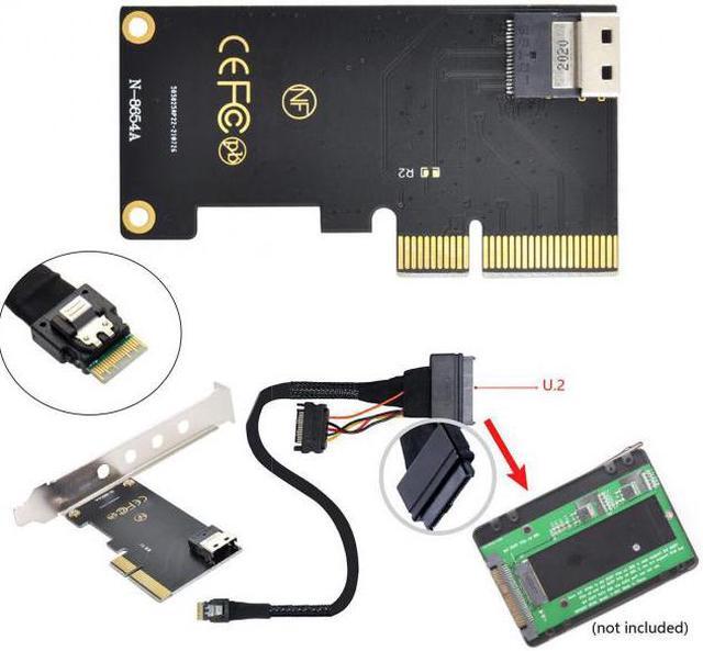 Alt view image 3 of 4 - Chenyang PCI-E 3.0 4.0 to SFF-8654 Slimline SAS Card Adapter and U.2 U2 SFF-8639 NVME PCIe SSD Cable for Mainboard SSD