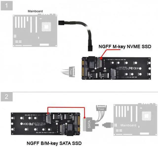 Alt view image 3 of 7 - Chenyang SFF-8643 to U2 Kit NGFF M-Key to HD Mini SAS NVME PCIe SSD SATA Adapter for Motherboard