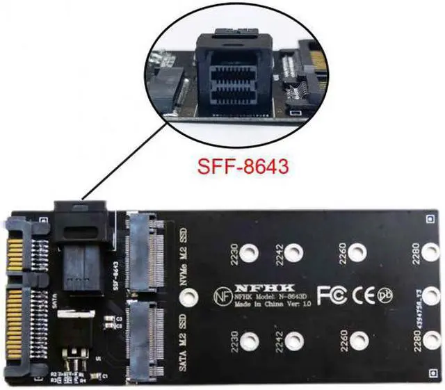 Alt view image 6 of 7 - KAIBOXIXI SFF-8643 to U2 Kit NGFF M-Key to HD Mini SAS NVME PCIe SSD SATA Adapter for Motherboard