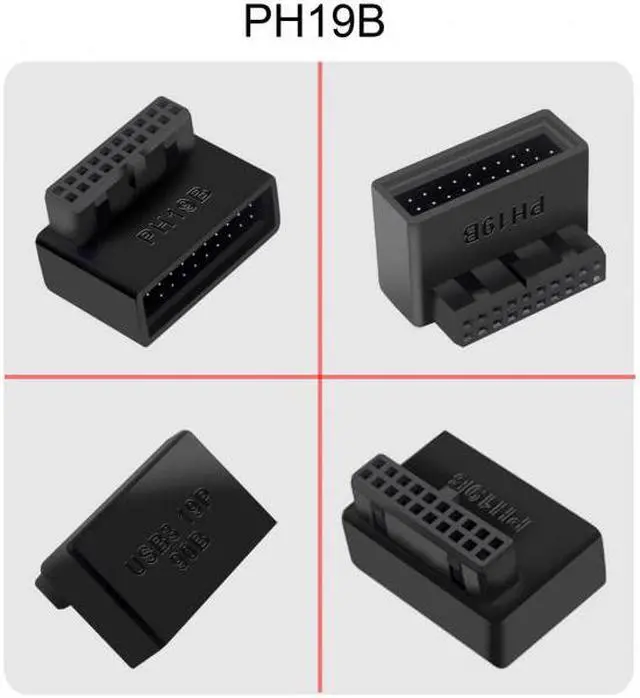 Alt view image 7 of 7 - Chenyang Cable 1Set USB 3.0 20pin Male to Female Extension Adapter Up & Down Angled 90 Degree Overmold