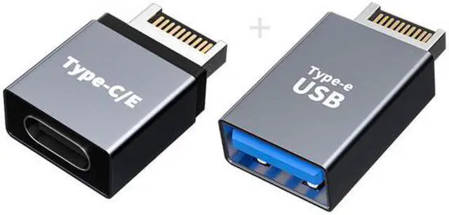Alt view image 2 of 7 - Jimier Cable 2pcs USB 3.1 Front Panel Header Male Type-E to Type-A & Type-C USB-C Motherboard Extension Data Adapter