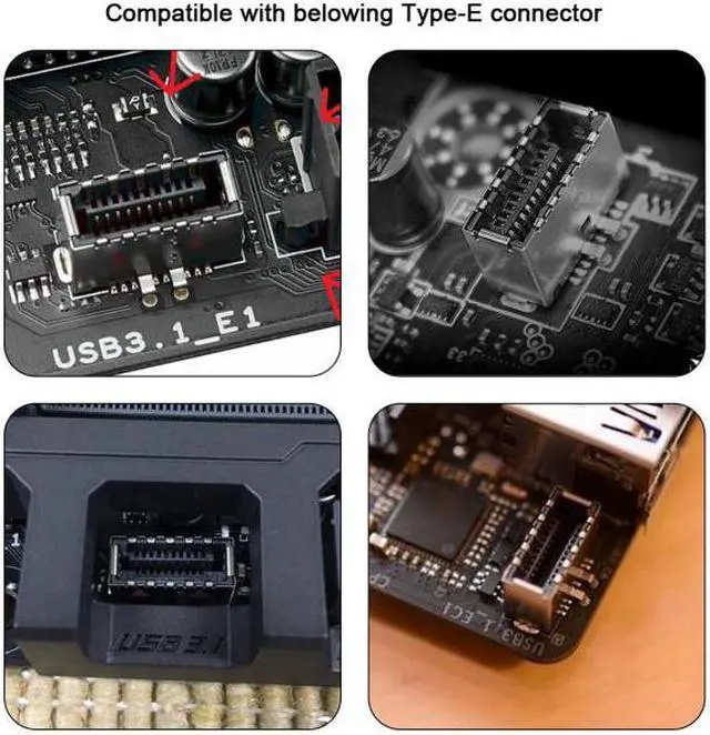 Alt view image 5 of 6 - Shenzhong 3pcs USB 3.1 Front Panel Header Female Type-E to Male Type-A & Type-C USB-C Motherboard Extension Data Angled Adapter