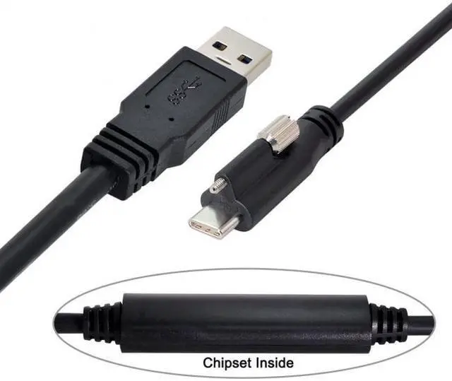 Alt view image 6 of 7 - Chenyang Cable 8m USB 3.1 Type-C Single Screw Locking to USB3.0 Data Cable Mount Type for Industrial Camera Recorder & Laptop PC & Disk