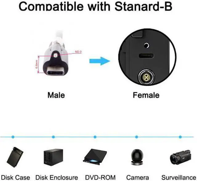 Alt view image 7 of 7 - Chenyang Cable 8m USB 3.1 Type-C Single Screw Locking to USB3.0 Data Cable Mount Type for Industrial Camera Recorder & Laptop PC & Disk