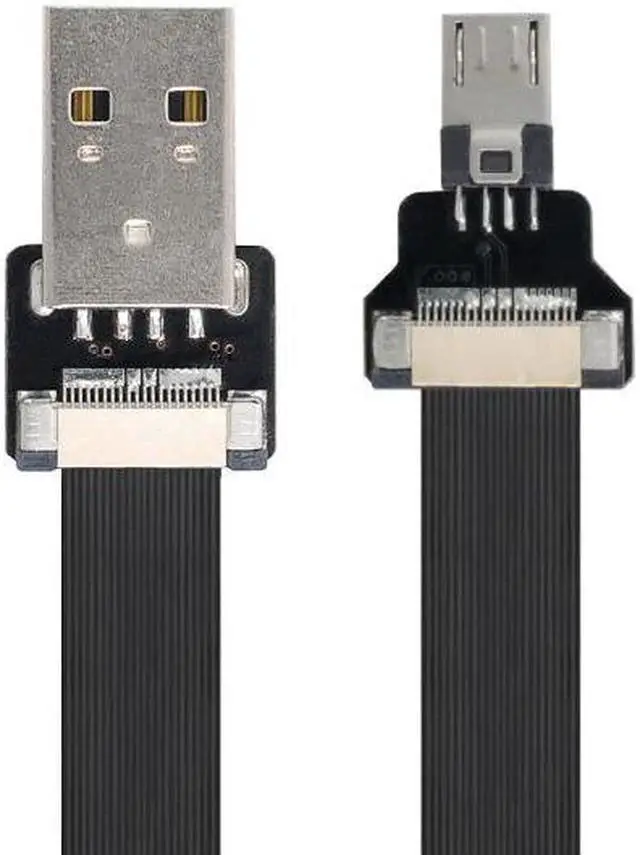 Alt view image 4 of 8 - FVH 0.2M USB 2.0 Type-A Male to Micro USB 5Pin Male Data Flat Slim FPC Cable for FPV & Disk & Phone