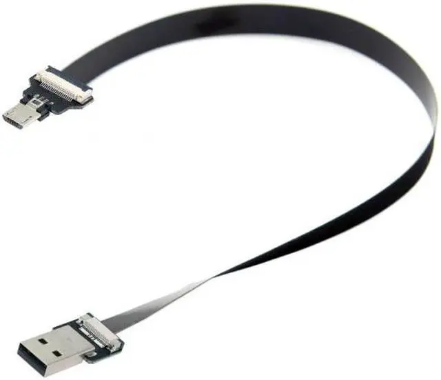 Alt view image 3 of 8 - FVH 0.2M USB 2.0 Type-A Male to Micro USB 5Pin Male Data Flat Slim FPC Cable for FPV & Disk & Phone
