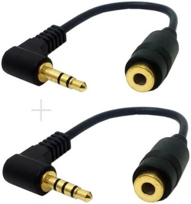 Alt view image 6 of 7 - Xiwai Cable 1Set 3/4 Poles Audio Stereo 90 Degree Right Angled 3.5mm Male to Female Extension Cable