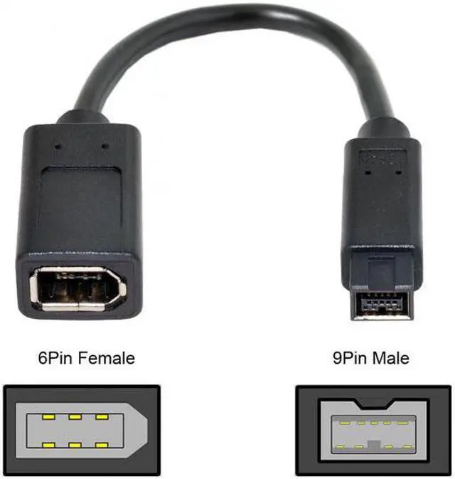 Alt view image 6 of 7 - Xiwai CY  CA-012 IEEE 1394 6Pin Female to 1394b 9Pin Male Firewire 400 to 800 Cable 20cm