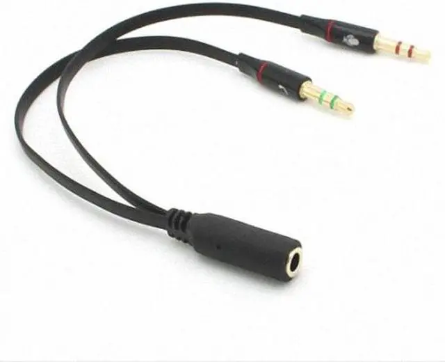 Alt view image 4 of 7 - Cablecc CY CA-021 Black Dual 3.5mm Male to Single Female Headphone Microphone Audio Splitter Cable for Cell PhoneTabletLaptop