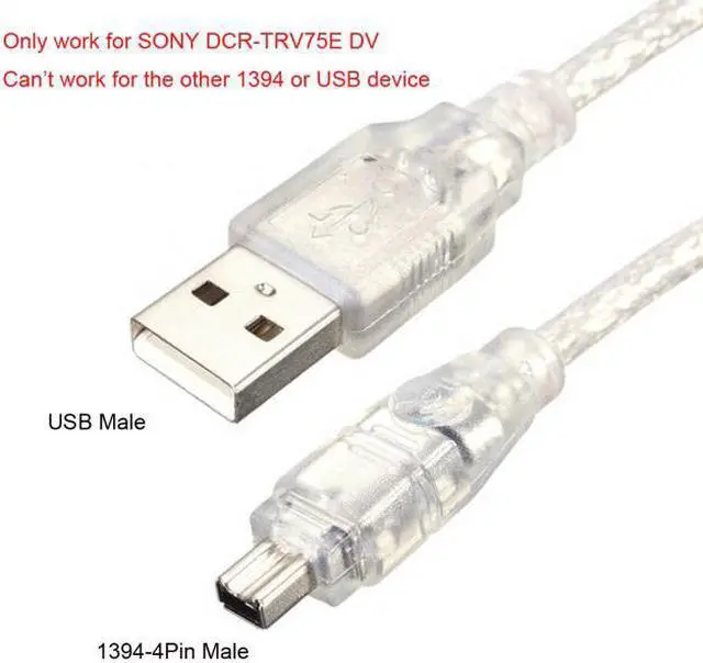Alt view image 2 of 7 - CYSM USB Male to Firewire IEEE 1394 4 Pin Male iLink Adapter Cord Cable for SONY DCR-TRV75E DV