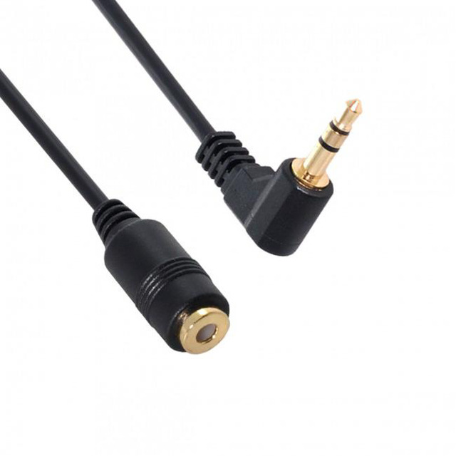 3.5mm Stereo Audio 4 Pole 90° Angled Male To 3 Pole Female AUX Extension Cable – 1ft