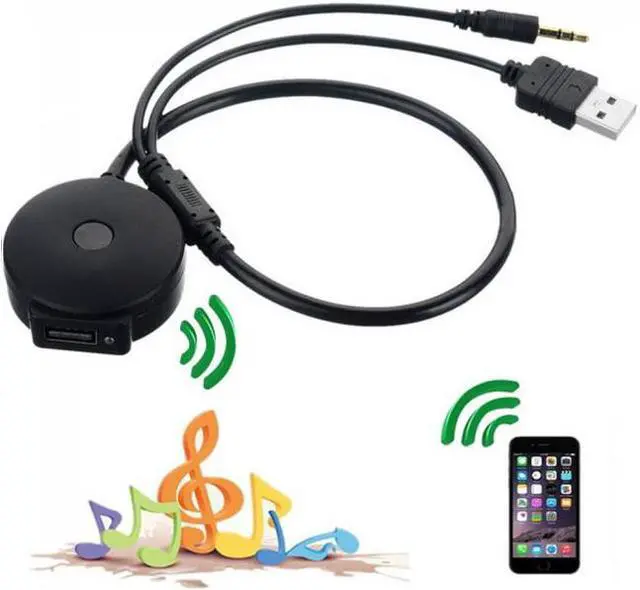 Main image of Jimier Cable USB & 3.5mm AUX to Bluetooth Audio Aux & USB Female Adapter Cable For Car BMW