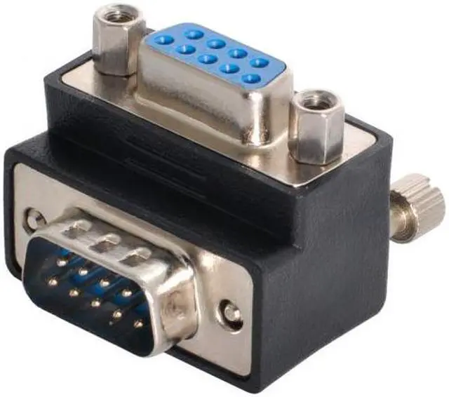 Alt view image 6 of 7 - Chenyang DB-001-DN Down Right Angled 270 degree RS232 D-Sub 9Pin Male screw type To Female Nut type extension Adapter