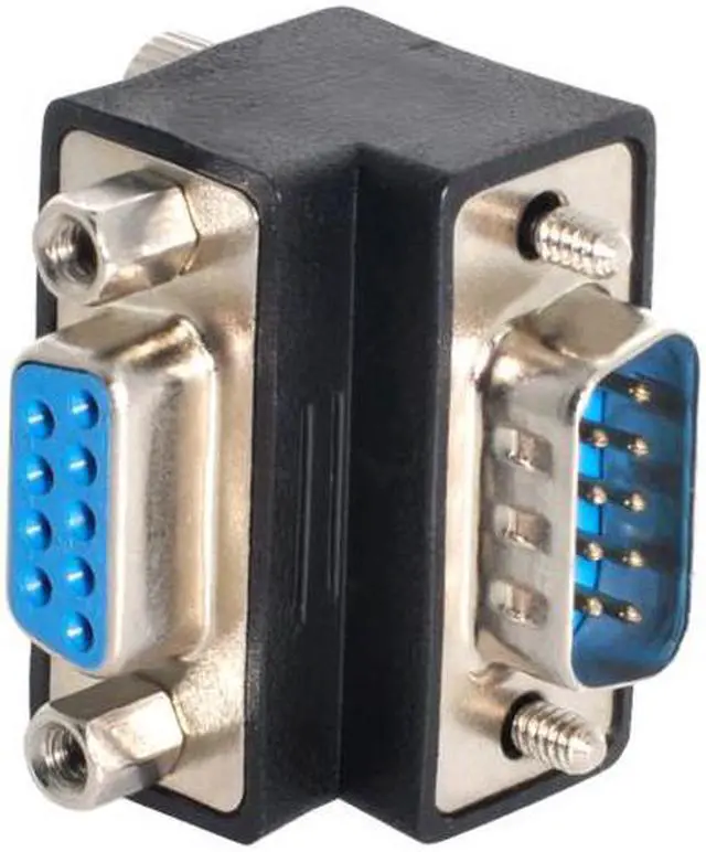 Alt view image 7 of 7 - Chenyang DB-001-DN Down Right Angled 270 degree RS232 D-Sub 9Pin Male screw type To Female Nut type extension Adapter