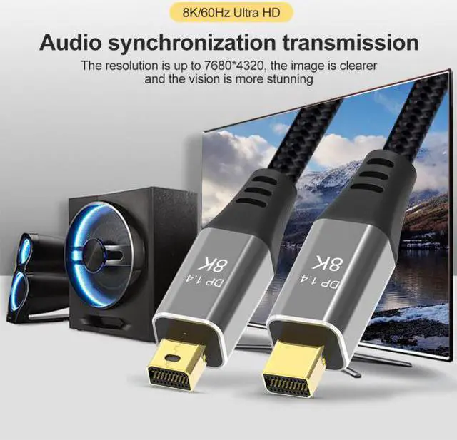 Alt view image 6 of 7 - HKCY DP-014 Mini DisplayPort 1.4 8K 60hz Cable Ultra-HD UHD 4K 144hz Mini DP to MiniDP Cable 7680*4320 for Video PC Laptop TV