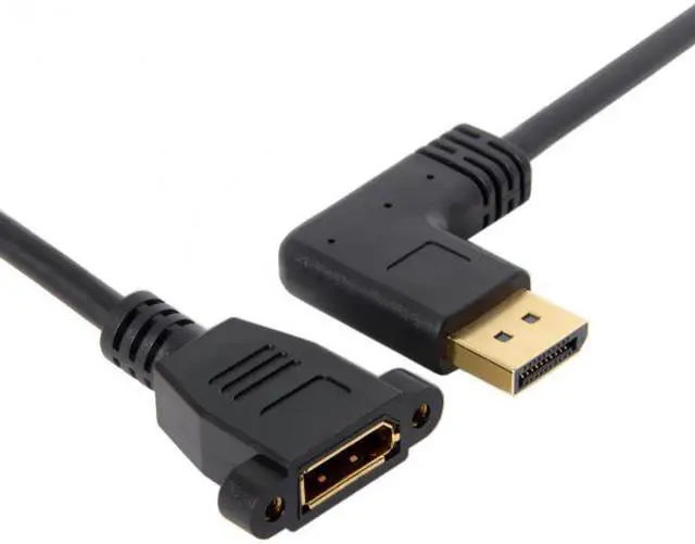 Alt view image 7 of 7 - Jimier Cable DisplayPort Display Port Male to Female 90 Degree Left Down Angled Extension Cable