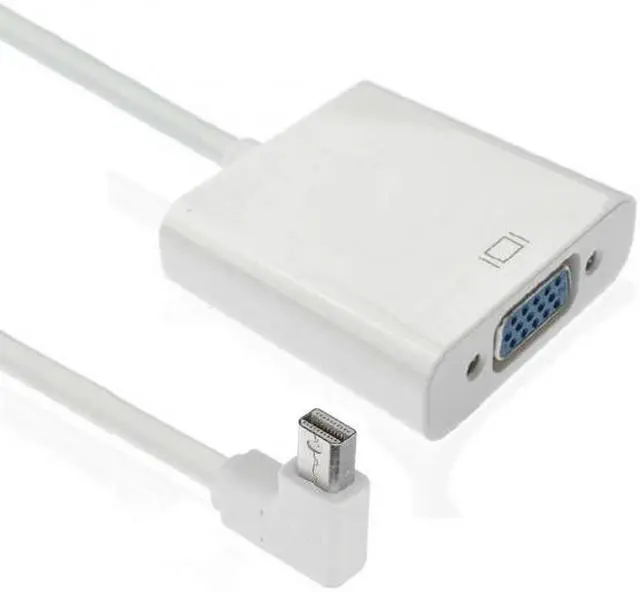 Alt view image 7 of 7 - Jimier Cable Right Angled 90 degree Mini DisplayPort DP Male to VGA RGB monitor Projector Cable Adapter White color